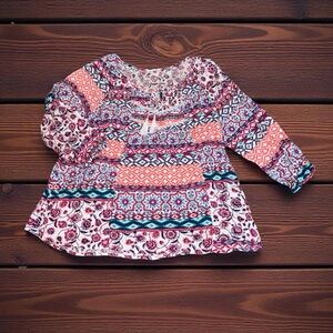 Colorful Patterned Popover Top - Womens XL